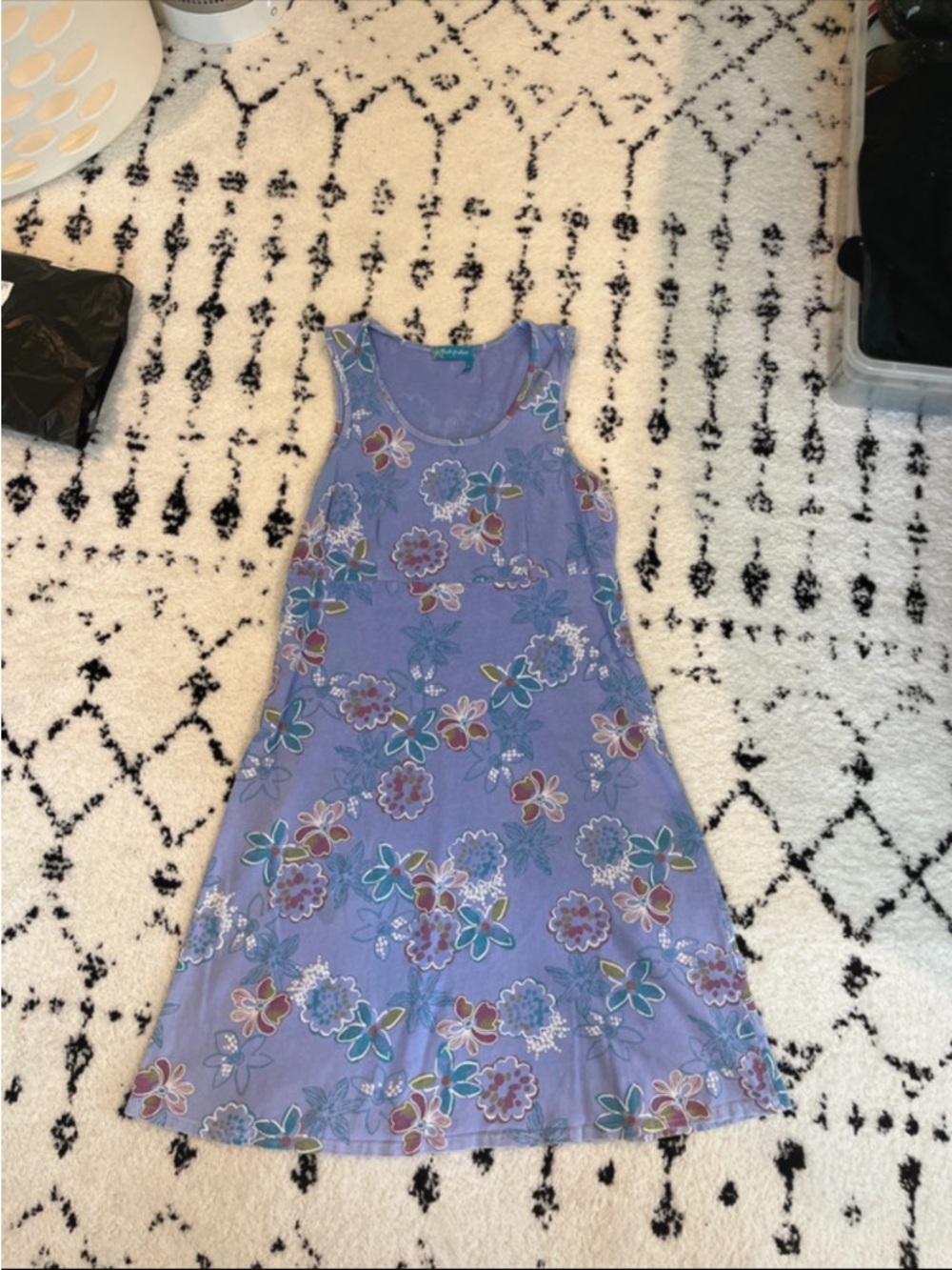 Vintage Lavender Floral Sleeveless Cotton Sundress